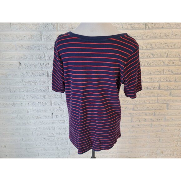 Isaac Mizrahi Live QVC Womens Top 1X Plus Tee Blue Stripe Cotton STR151E - Picture 5 of 9